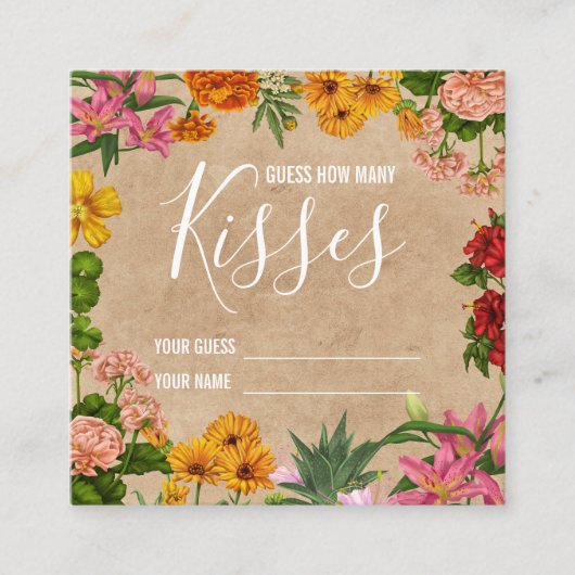 Raad eens hoeveel kisses vrijgezellenfeest spel informatiekaartje (Voorkant)