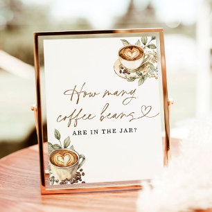 Raad eens hoeveel koffiebonen Baby shower spel tek Poster