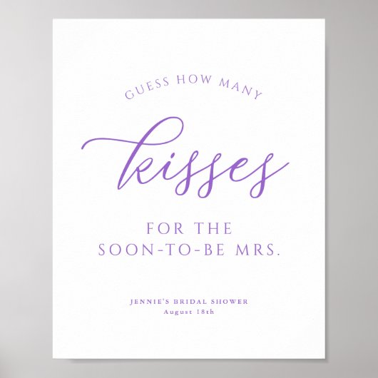 Raad eens hoeveel kussen Bright Lila Shower Game Poster (Voorkant)