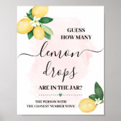 Raad eens hoeveel Lemon dropt roze schoenbordjes Poster (Voorkant)