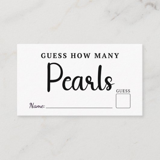 Raad eens hoeveel parels bruiloft Vrijgezellenfees Informatiekaartje (Voorkant)