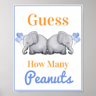Raad eens hoeveel Peanuts Elephant Twins Baby show Poster
