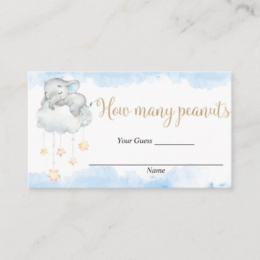 Raad eens hoeveel pindaketten baby shower inbrenge informatiekaartje (Voorkant)