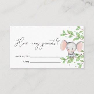 Raad eens hoeveel pinda's olifant Baby shower E Informatiekaartje