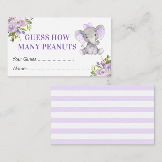 Raad eens hoeveel pinda's olifant Baby shower game Informatiekaartje (Voorkant / Achterkant)