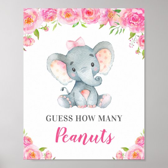 Raad eens hoeveel pinda s olifant Baby shower game Poster Zazzle be