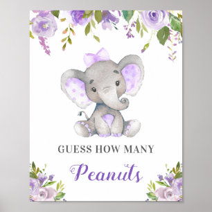 Raad eens hoeveel pinda's olifant Baby shower game Poster