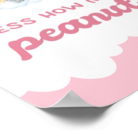 Raad eens hoeveel pinda's roze olifant Baby shower Poster (Hoek)