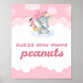 Raad eens hoeveel pinda's roze olifant Baby shower Poster (Voorkant)