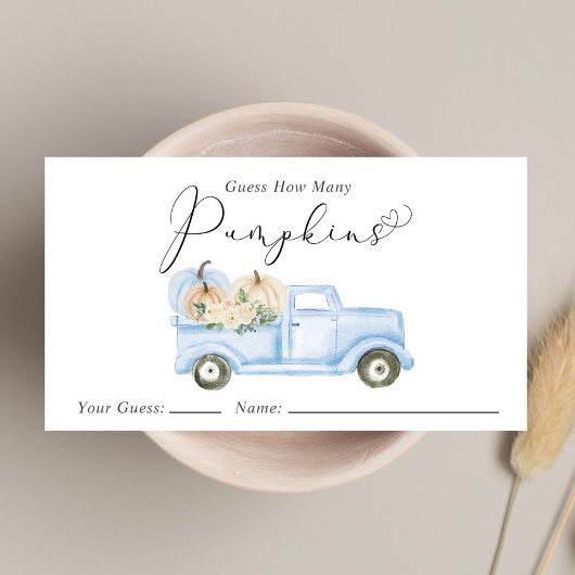 Raad eens hoeveel pompoenen baby boy douche spel informatiekaartje