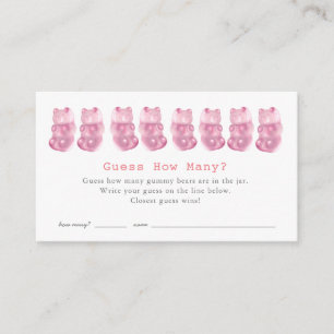 Raad eens hoeveel roze Beren roze Baby shower spel Informatiekaartje