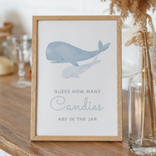 Raad eens hoeveel Snoepjes walvis Baby shower teke Poster