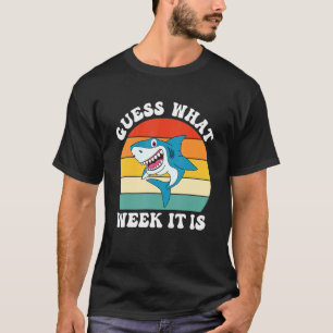 Raad eens in welke week het is haai Kinder Mannen T-shirt