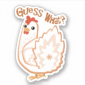 Raad eens? Kippenbutt vinyl sticker (Voorkant)