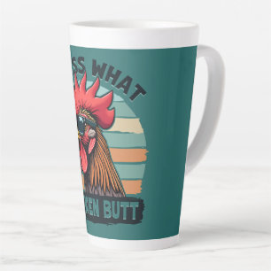 Raad eens Kippengaai Grappige Retro Haan Latte Mok