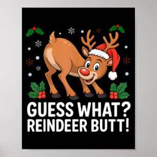 Raad eens rendier kont grappig kerst mannen rendie poster