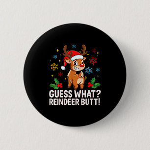 Raad eens rendier kont grappig kerst mannen rendie ronde button 5,7 cm