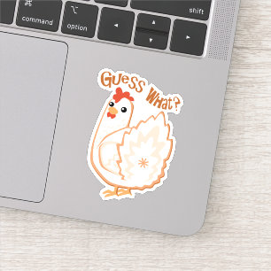Raad eens? vinylsticker met kippenbiltje sticker