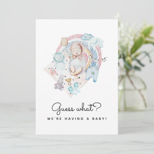 Raad eens wat er tijdens de zwangerschap bekend is aankondiging (Staand voorkant)