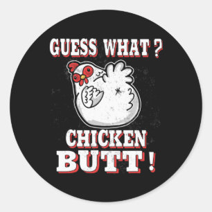 Raad eens wat Kippenkont Boerderij Dier Humor Kipp Ronde Sticker