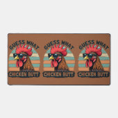 Raad eens wat kippenkont grappige retro haan bureaumat (Voorkant)