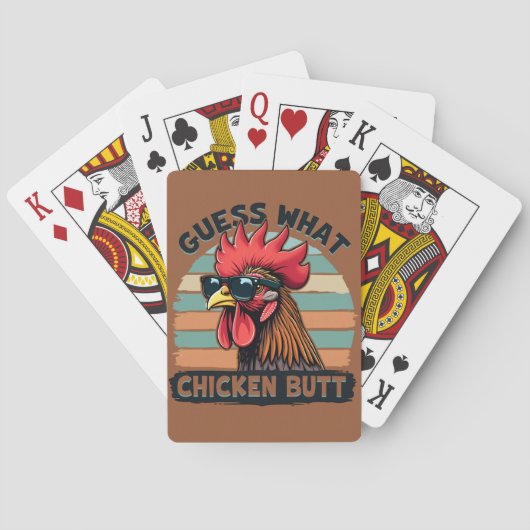 Raad eens wat kippenkont grappige retro haan pokerkaarten (Achterkant)