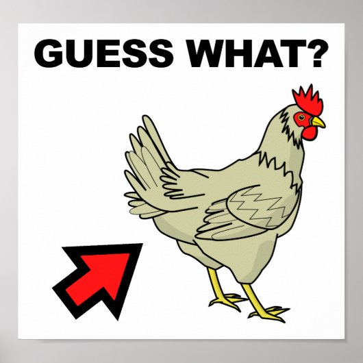 Raad eens wat Poster van Chicken Butt Funny (Voorkant)