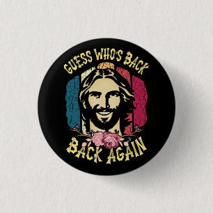 Raad eens weer wie_s terug Gelukkig Pasen Christel Ronde Button 3,2 Cm