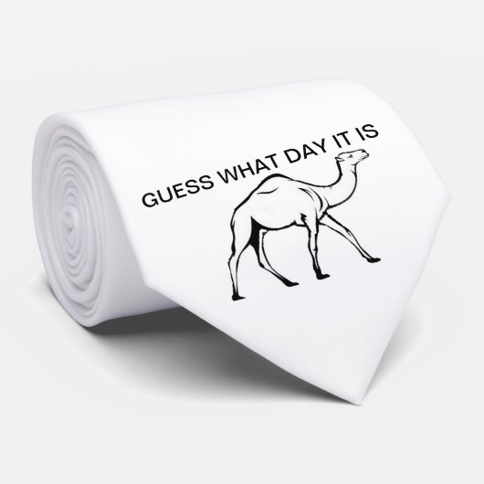 Raad eens welke dag het is? Camel Stropdas - White (Opgerold)