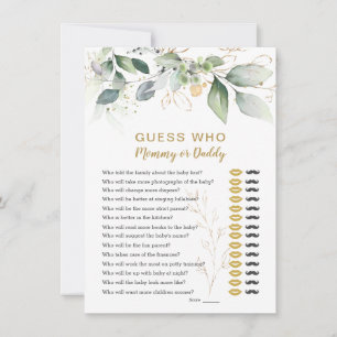 Raad eens wie Baby shower vlam Floral Greenery Inv Kaart
