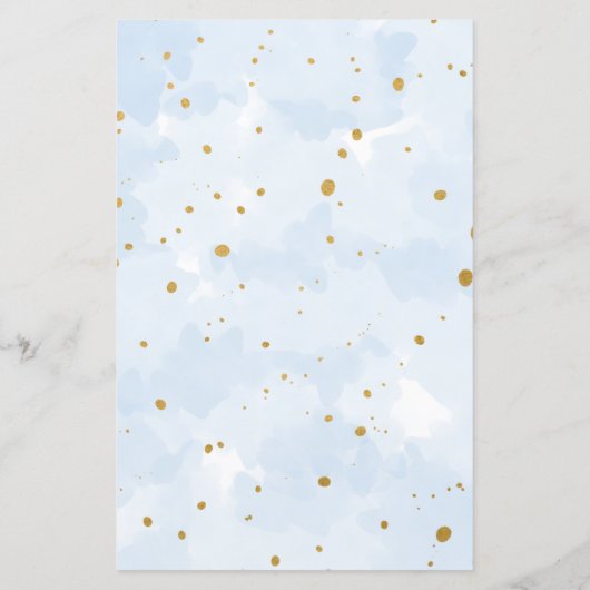 Raad eens wie blauwe waterverf en gouden baby show (Achterkant)