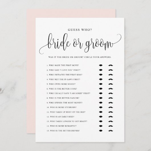 Raad eens wie Bride of Groom zei dat ze Kaart zei (Voorkant / Achterkant)