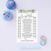 Raad eens wie de Eucalyptus Vrijgezellenfeest Game Flyer (Enkel)