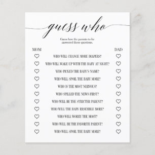 Raad eens wie een minimalistisch Baby shower spel