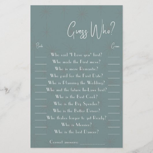 Raad eens wie? Game Kaart Flyer (Voorkant)