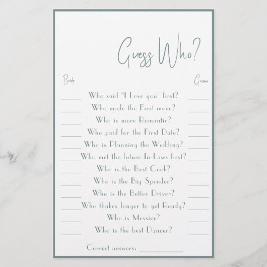 Raad eens wie? Game Kaart Flyer (Voorkant)