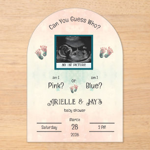 "Raad eens wie" Geslacht Onthult Ultrasound Baby s Acryl Uitnodigingen