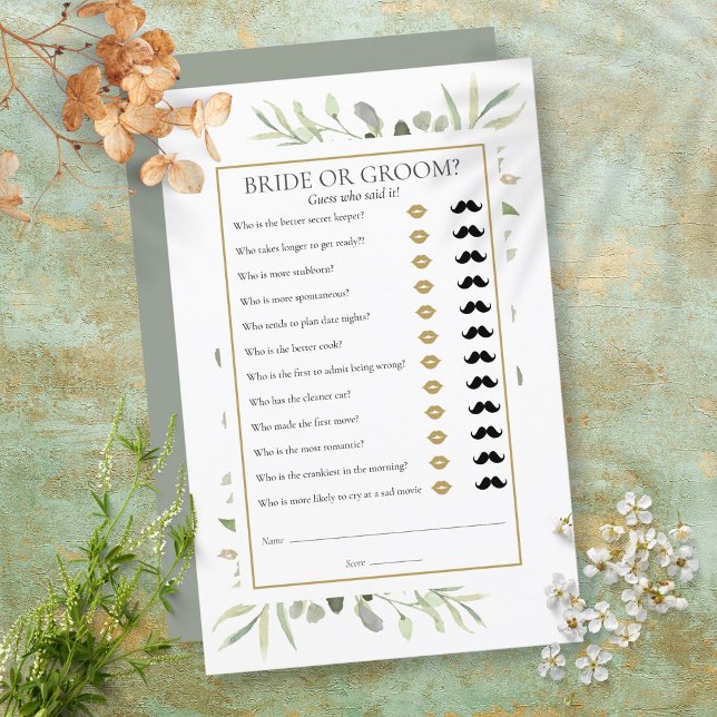 Raad eens wie Greenery Vrijgezellenfeest Game (Creator heeft geüpload)