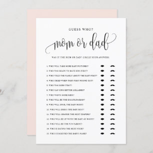 Raad eens wie Mam of Pap Black Script Baby shower  Kaart