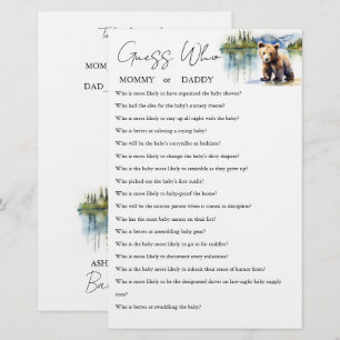 Raad eens wie mama of papa baby shower spel kaart