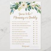 Raad eens wie? Mammie of papa Baby shower Game (Voorkant)