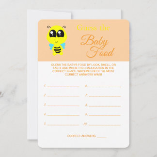 Raad het Baby Food | Baby shower Bee Game Kaart