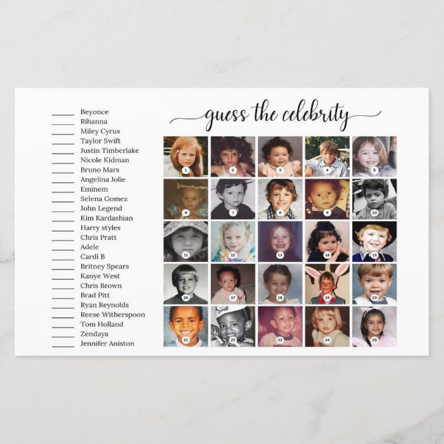 Raad het beroemdheid Baby shower spel, wie is dat (Voorkant)