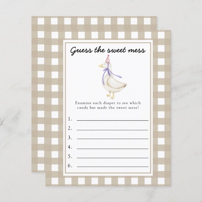 Raad het Sweet Mess spel - Kleine gans (Voorkant / Achterkant)