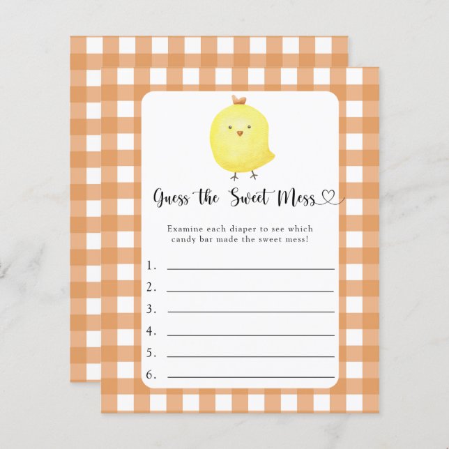 Raad het Sweet Mess spel - Kleine kip (Voorkant / Achterkant)