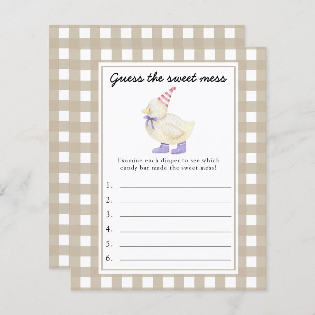 Raad het Sweet Mess spel - Little Duck (Voorkant / Achterkant)