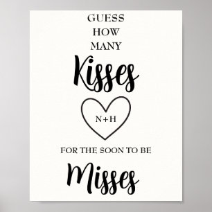 Raad hoeveel Kisses mevrouw Bruidsdouche Spel Poster