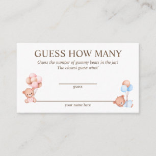 Raad Hoeveel Tweelingen Baby Shower Spelkaart Informatiekaartje