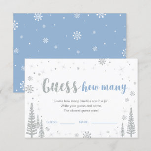 Raad Hoeveel Winter Blauwe Baby Shower Spel Invi Kaart