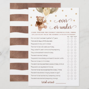 Raad Over of Onder Spel Baby Shower Teddybeer 
